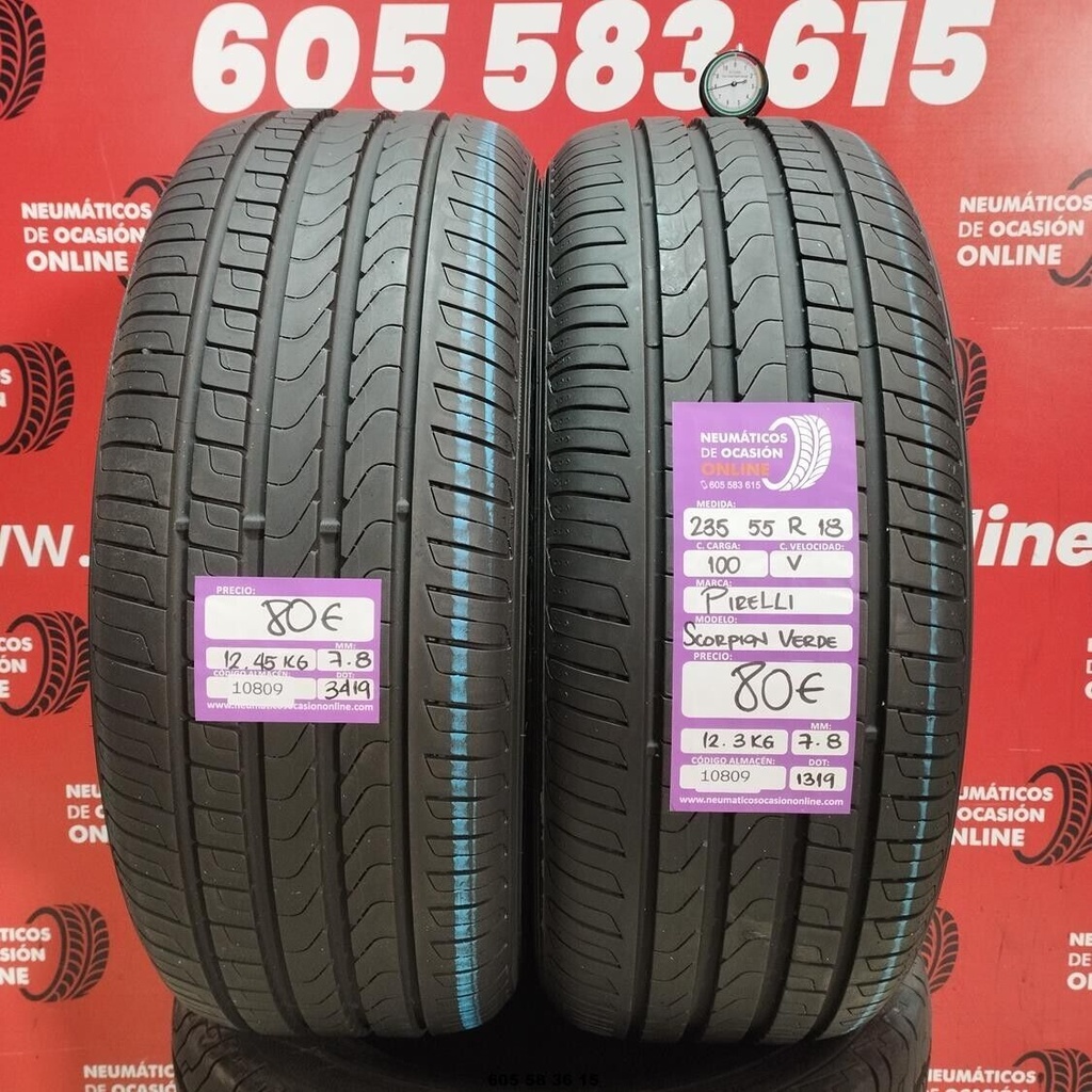 2x 235 55 R18 100V PIRELLI SCORPION VERDE 7.8/7.8mm REF:10809