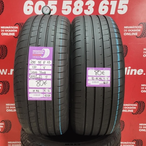 [Ref:10816] 2x 235 55 R18 100V GOODYEAR EAGLEF1 ASYMMETRIC5 6.6/5.5mm REF:10816