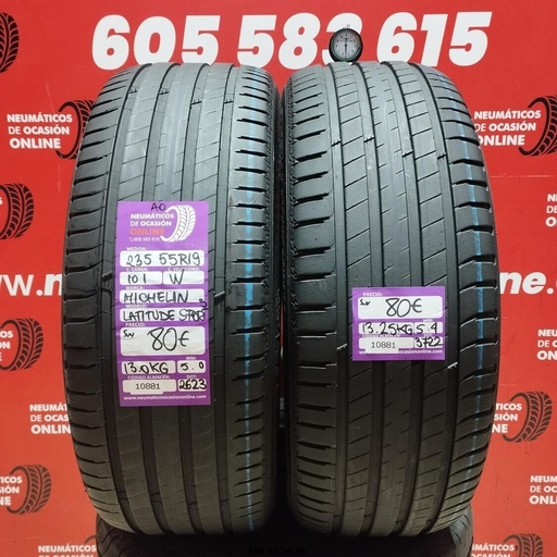 [Ref:10881] 2x 235 55 R19 101W MICHELIN LATITUDE SPORT3 AO SUV 5.0/5.4mm REF:10881