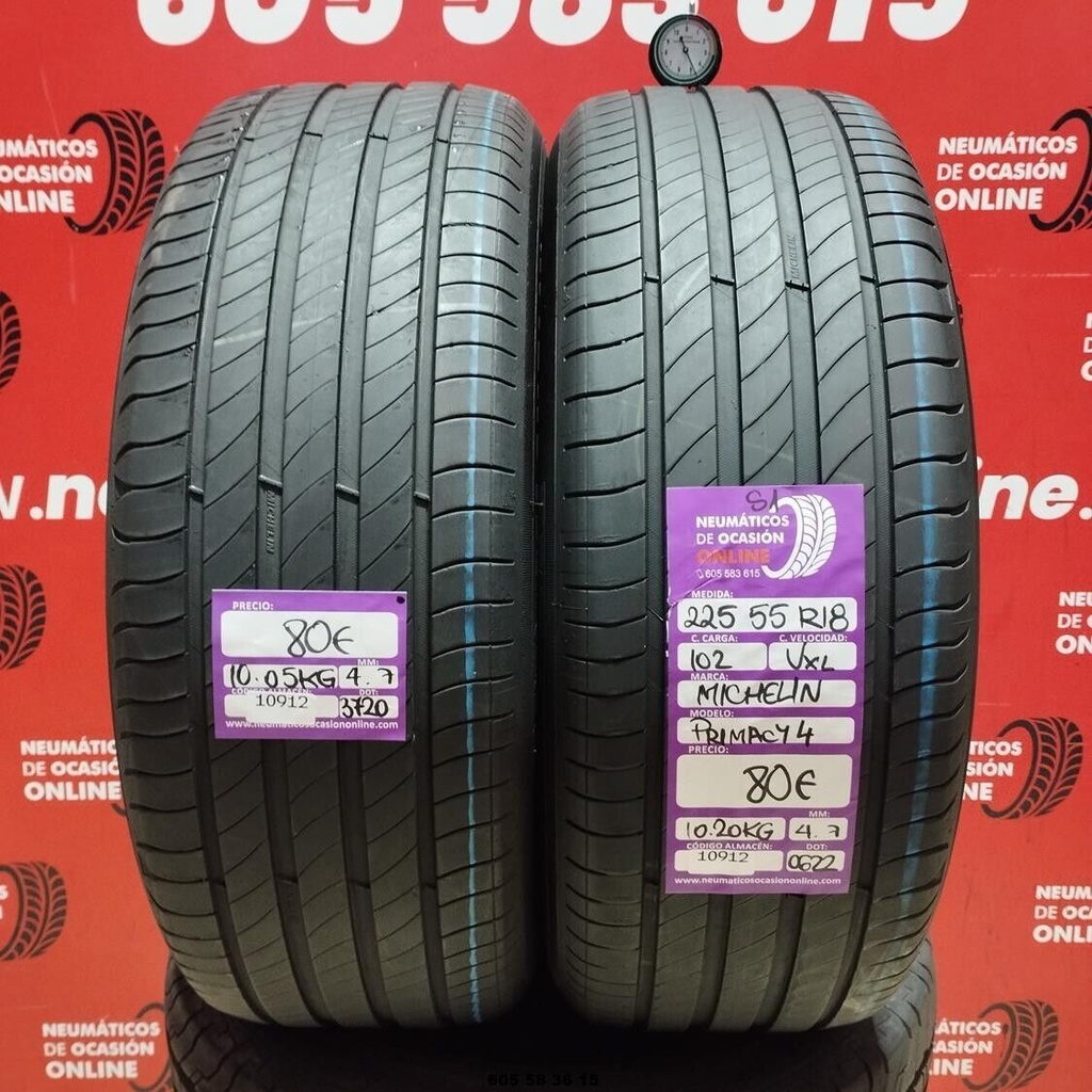 2x 225 55 R18 102VXL MICHELIN PRIMACY4 S1 4.7/4.7mm REF:10912