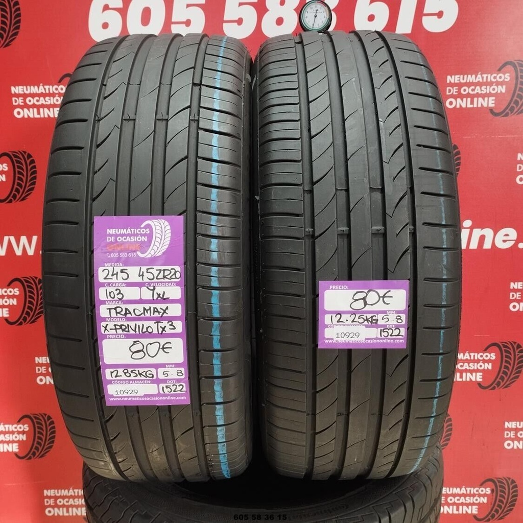 2x 245 45 ZR20 103YXL TRACMAX X-PRIVILO TX3 5.8/5.8mm REF:10929