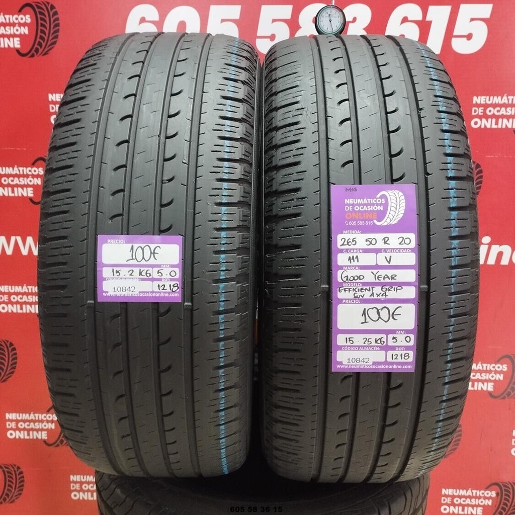 2x 265 50 R20 111V GOODYEAR EFFICIENT GRIP SUV 4X4 5.0/5.0mm REF:10842