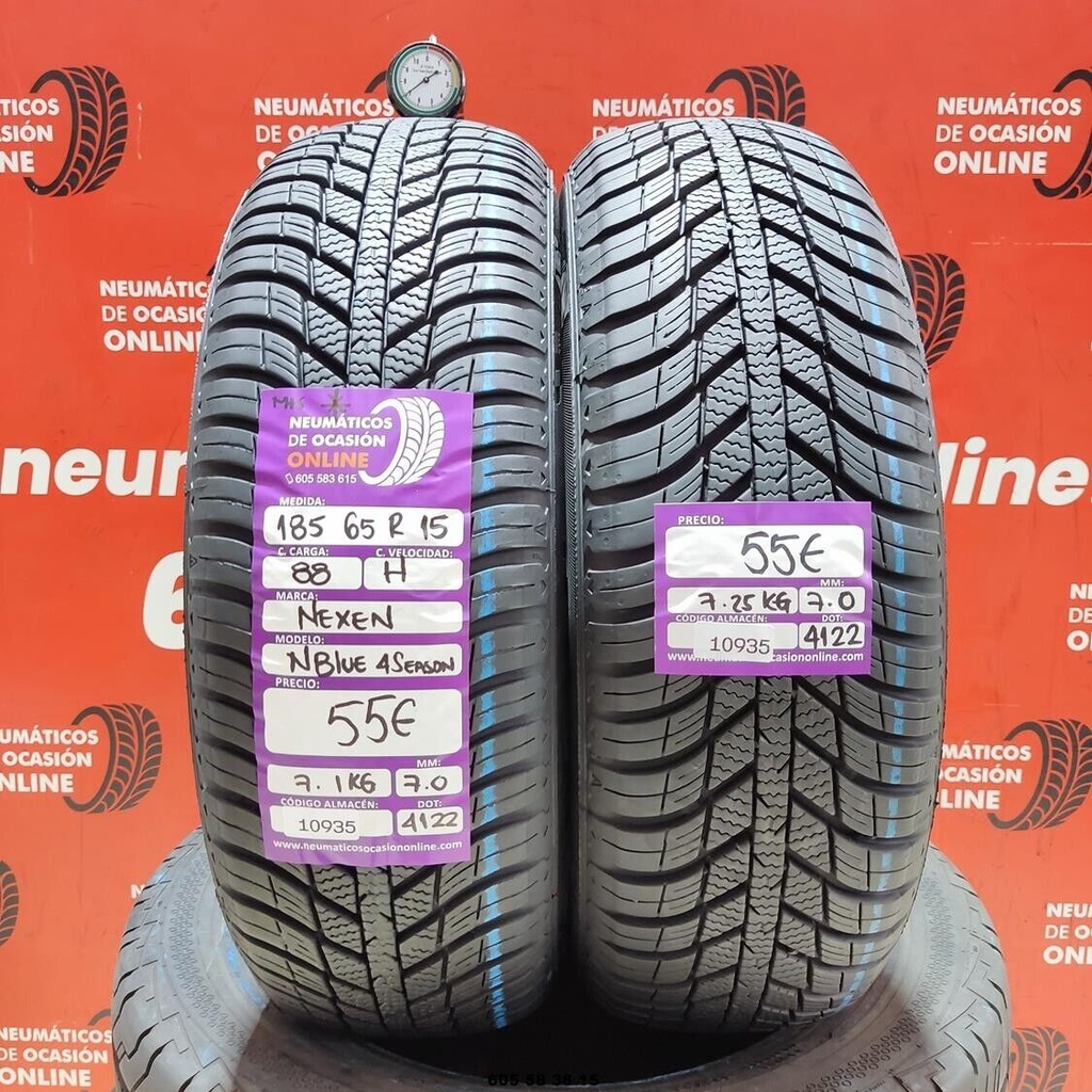 2x 185 65 R15 88H NEXEN NBLUE 4 SEASON M+S* 7.0/7.0mm REF:10935