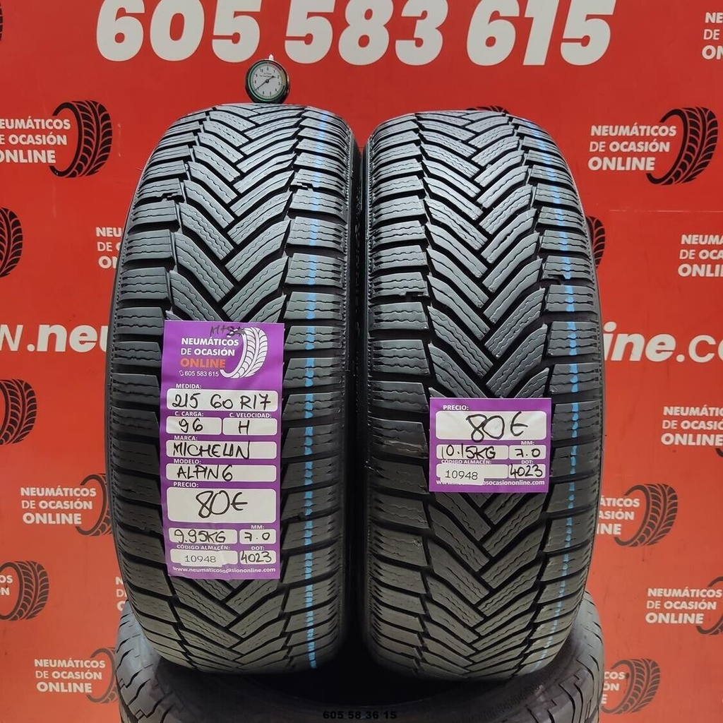 2x 215 60 R17 96H MICHELIN ALPIN6 M+S* 7.0/7.0mm REF:10948