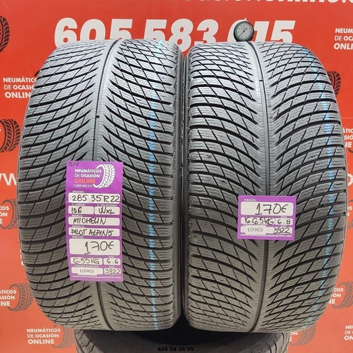 [Ref: 10963] 2x 285 35 R22 106WXL MICHELIN PILOT ALPIN5 6.6/6.8mm REF:10963