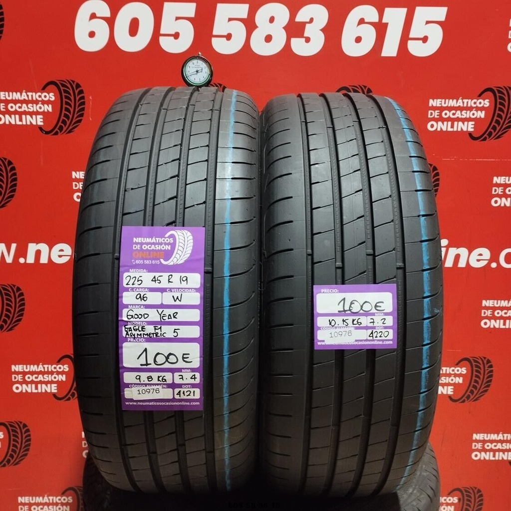 2x 225 45 19 96W GOODYEAR EAGLE F1 ASYMMETRIC 7.4/7.2mm REF:10976