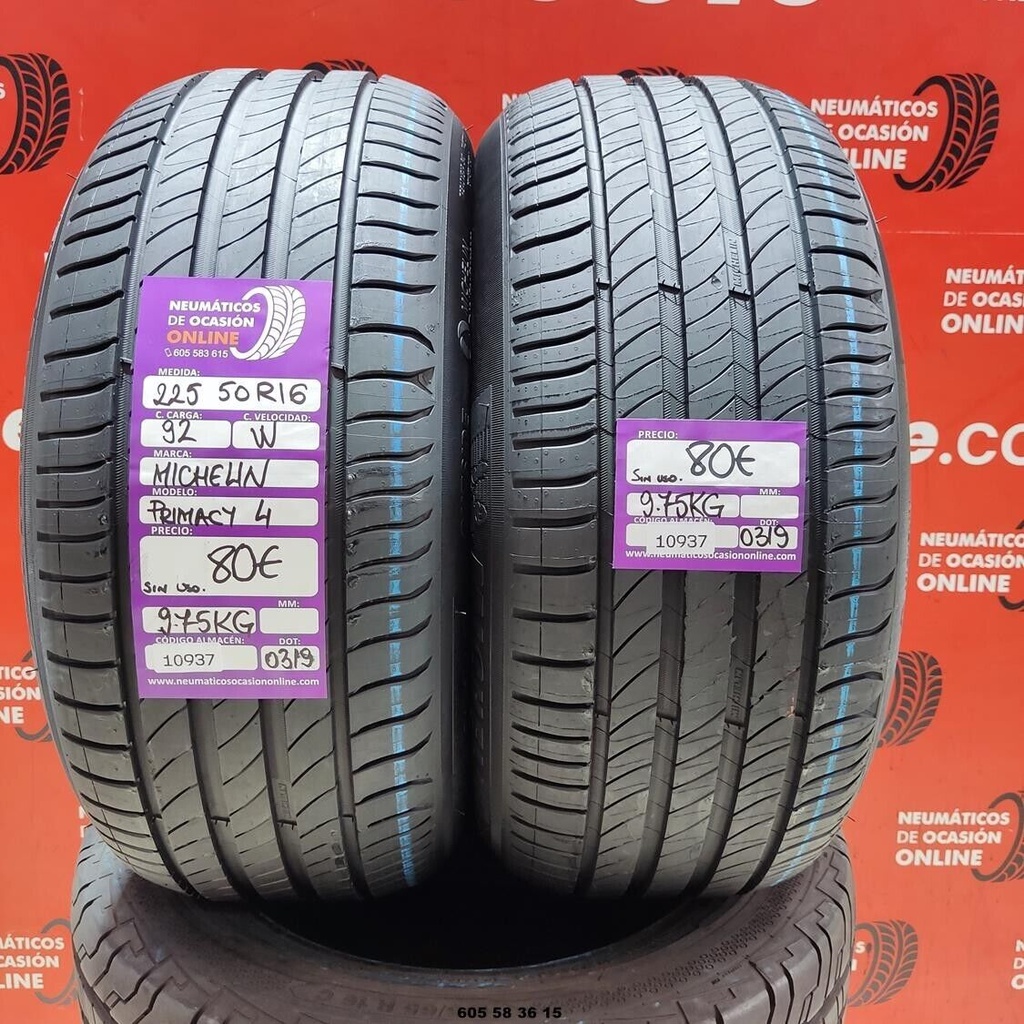 2x 225 50 R16 92W MICHELIN PRIMACY4  DOT: 0319 (SIN USO) Ref.10937