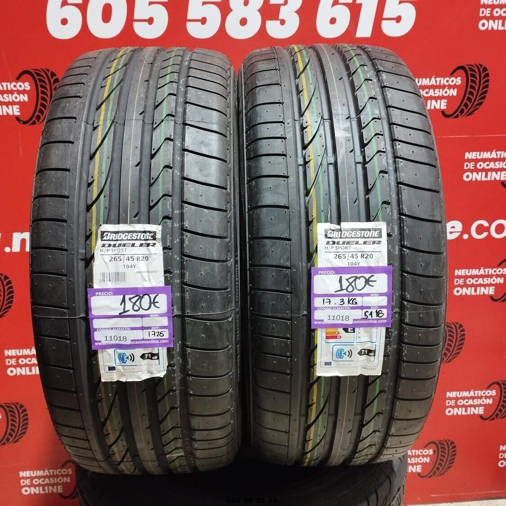 2x 265 45 R20 BRIDGESTONE DUELER H/P SPORT DOT: 5118 (SIN USO) Ref.11018