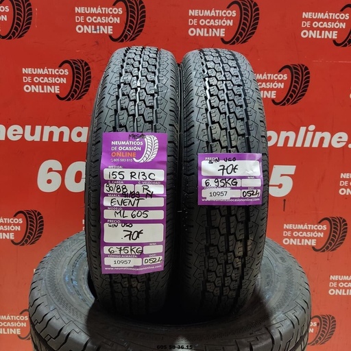 [Ref. 10957] 2x 155 R13C 90/88R EVENTO ML605 M+S* PUNTO: 0524 (INUTILIZZATO) Rif.10957