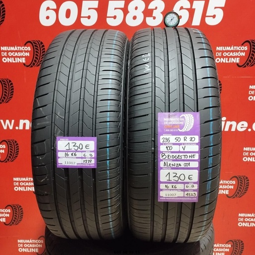 [Ref: 11007] 2x 235 50 R20 100V BRIDGESTONE ALENZA 001 6.8/6.8mm REF:11007