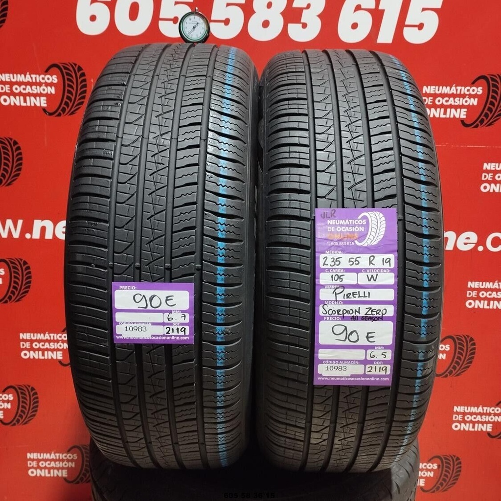 2x 235 55 R19 105W PIRELLI SCORPION ZERO ALL SEASON JLR 6.7/6.5 mm REF:10983