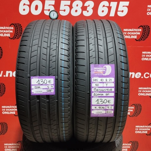 [Ref: 11005] 2x 245 40 R21 100Y BRIDGESTONE ALENZA 001 RFT 5.7/5.5mm REF:11005