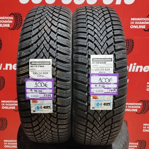 [Ref.11021] 2x 195 55 R20 95HXL BRIDGESTONE BLIZZAK TM005 DOT: 1719 (SIN USO) Ref:11021