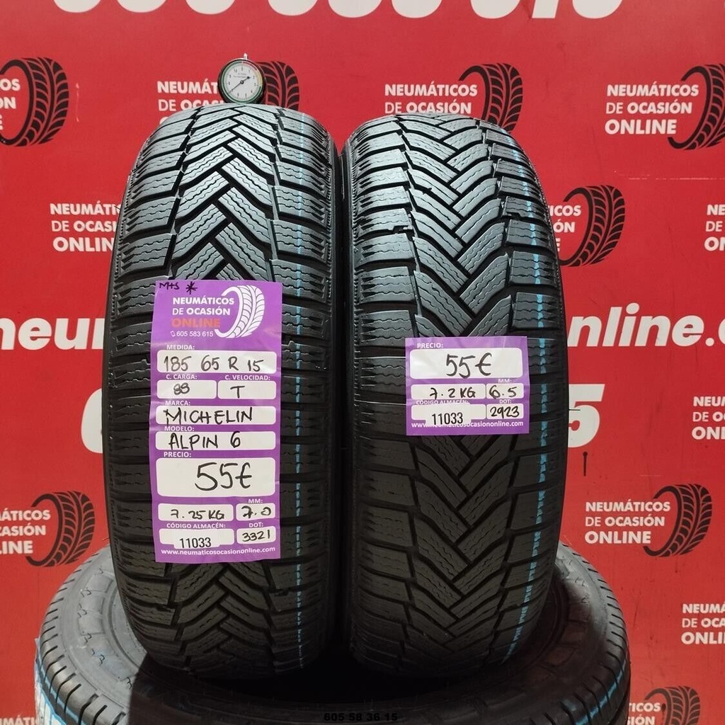 2x 185 65 R15 88T MICHELIN ALPIN6 M+S* 7.0/6.5mm REF:11033