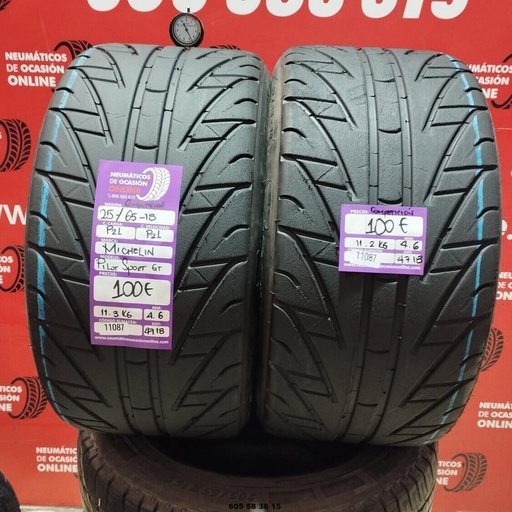 [Ref: 11087] 2x 25/65-18 P2L MICHELIN PILOT SPORT(COMPETICION) 4.6/4.6mm REF:11087