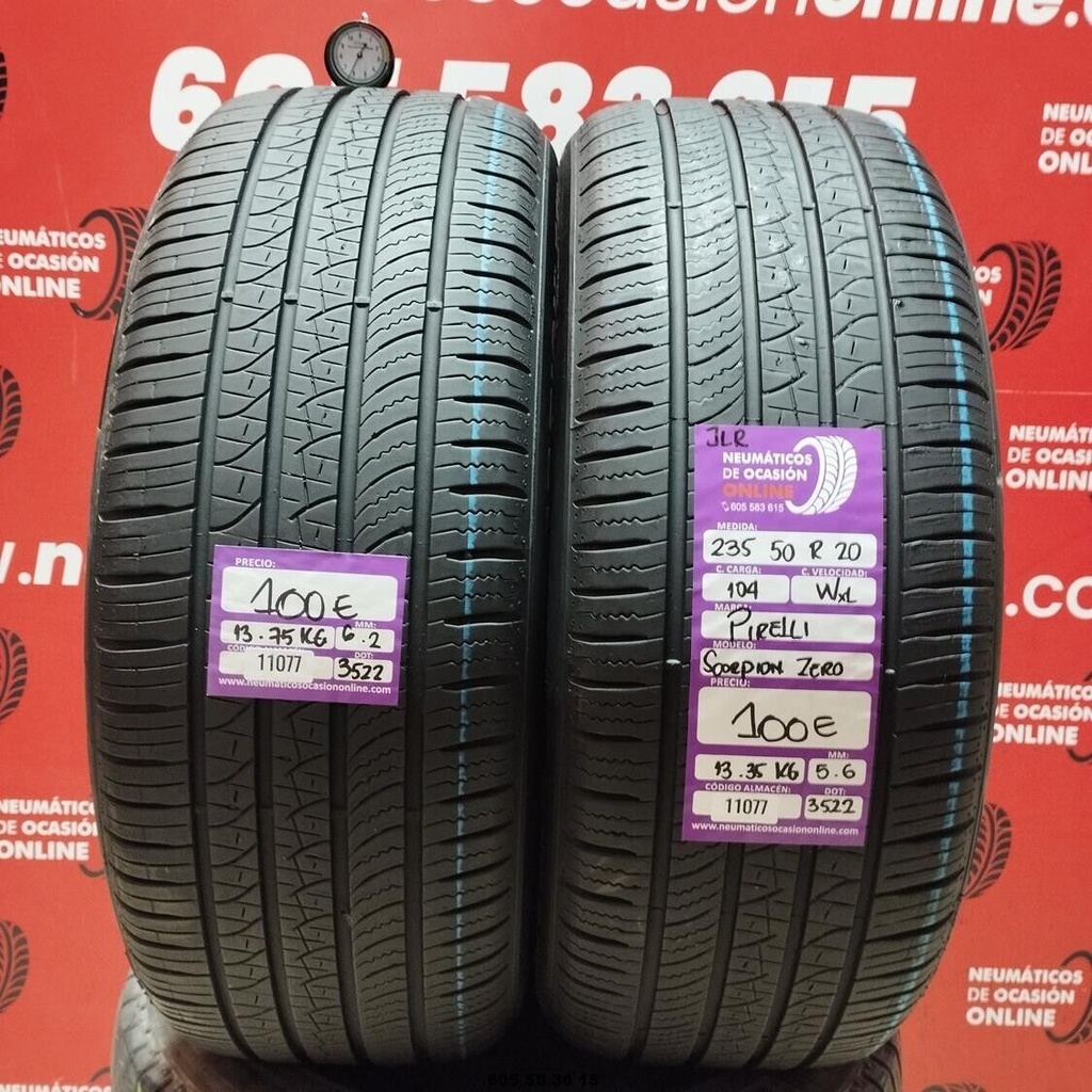 2x 235 50 R20 104WXL PIRELLI SCORPION ZERO JLR 6.2/5.6mm REF:11077