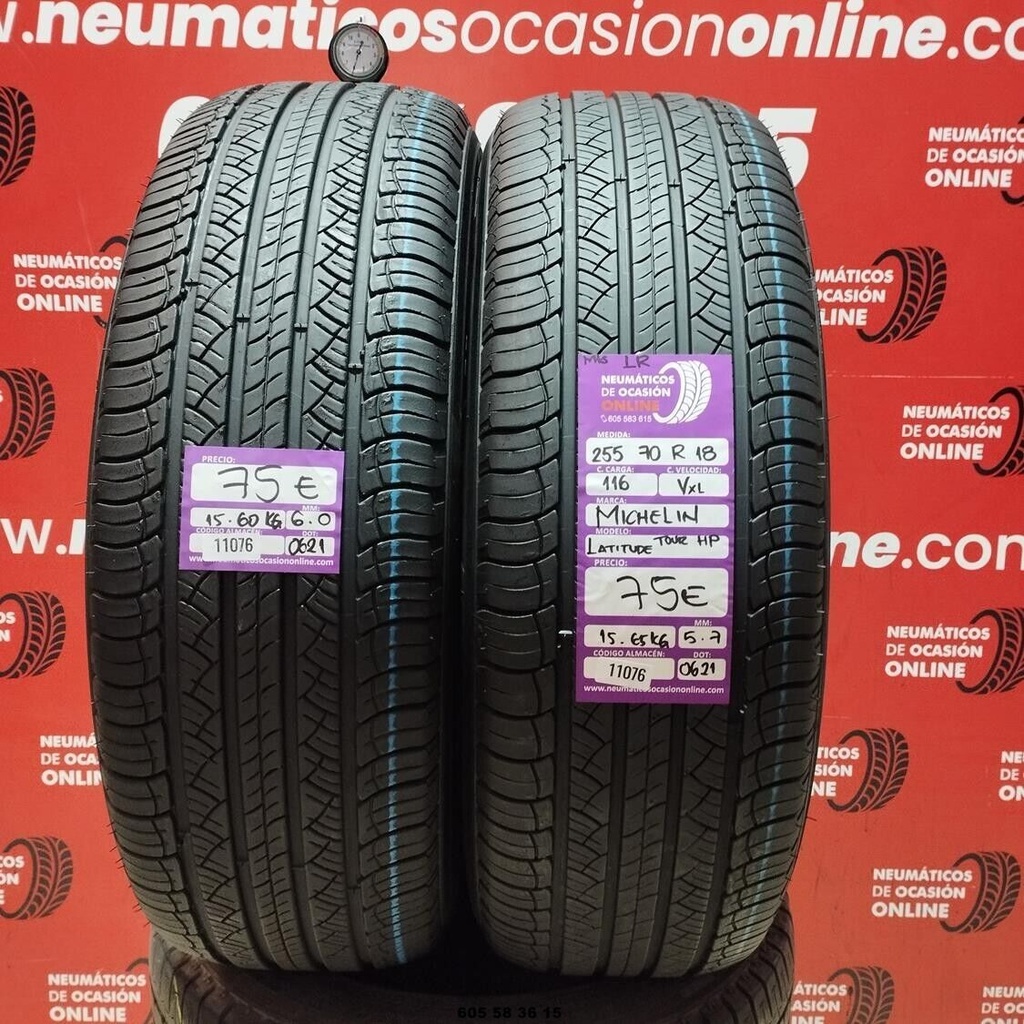 2x 255 70 R18 116VXL MICHELIN LATITUDE TOUR HP M+S 6.0/5.7mm REF:11076