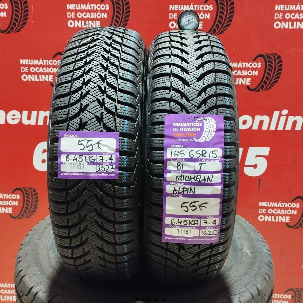 2x 165 65 R15 81T MICHELIN ALPIN M+S* 7.4/7.4mm REF:11161