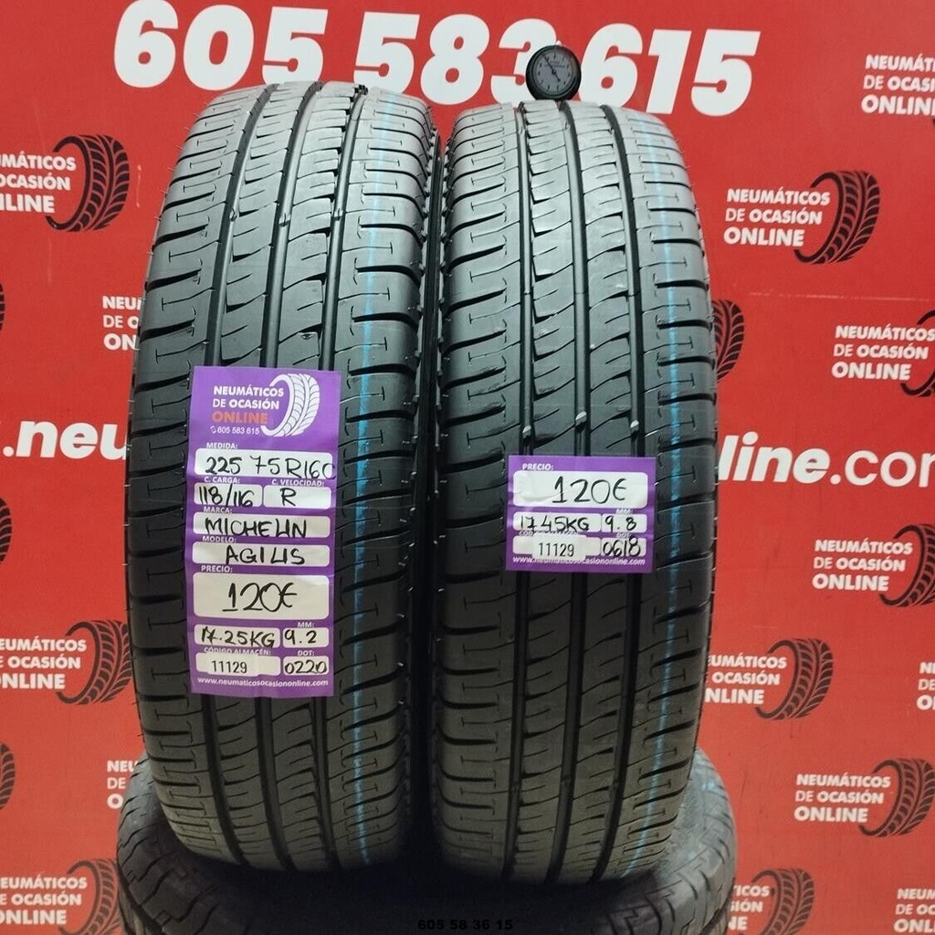 2x 225 75 R16C 118/116R MICHELIN AGILIS 9.2/9.8mm REF:11129