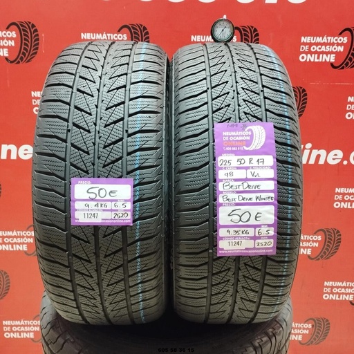 [Ref: 11247] 2x 225 50 R17 98V XL BEST DRIVE WINTER M+S* 6.5/6.5mm REF:11247