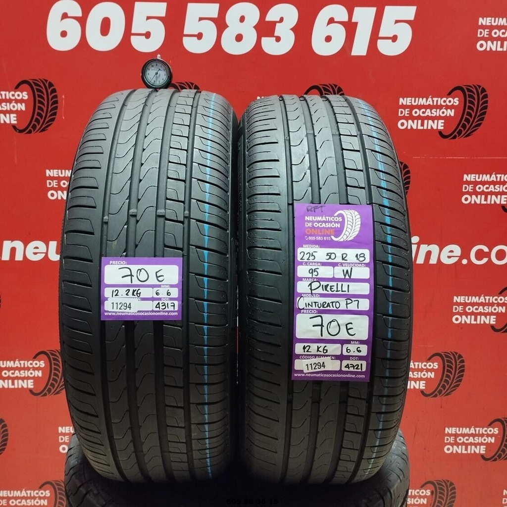 2x 225 50 R18 95W PIRELLI CINTURATO PT RFT 6.6/6.6mm REF:11294