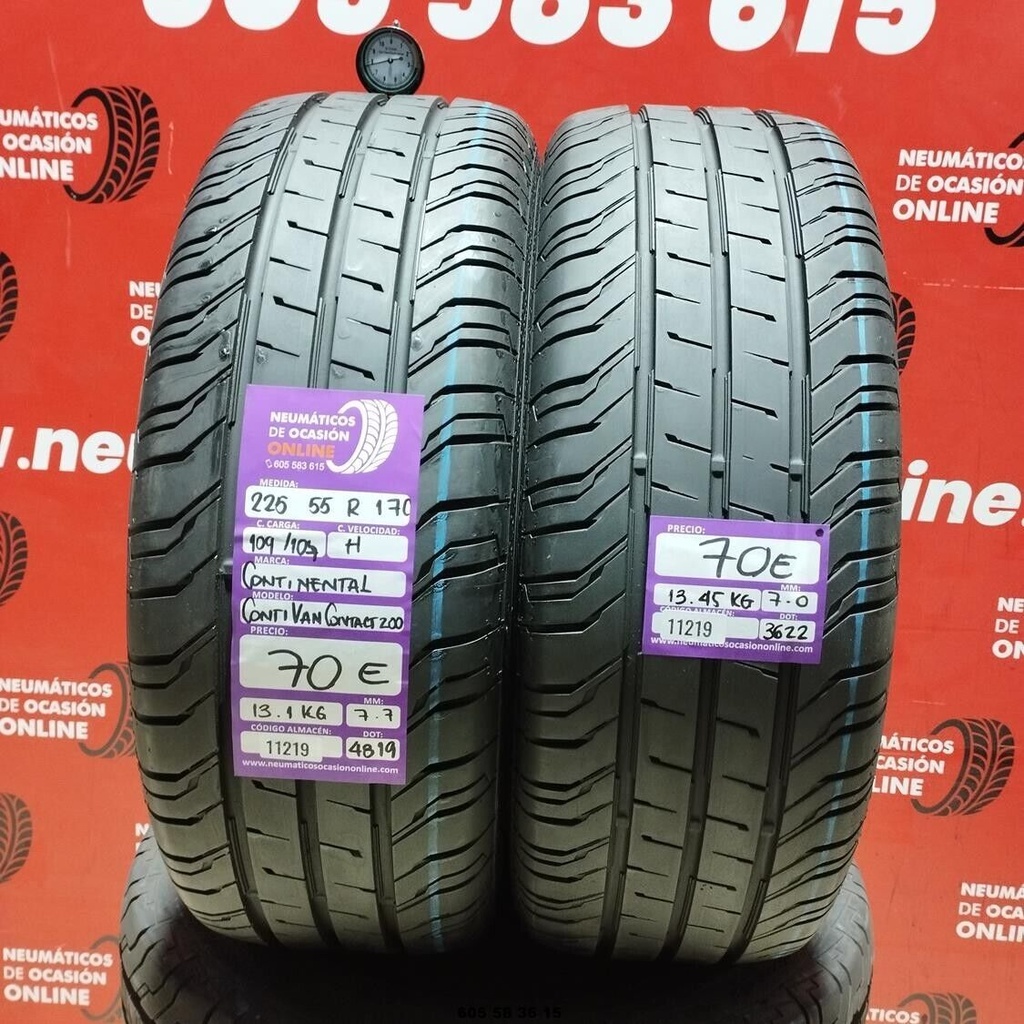 2x 225 55 R 17C 109/107H CONTINENTAL CONTIVAN 200 7.7/7.0mm REF:11219