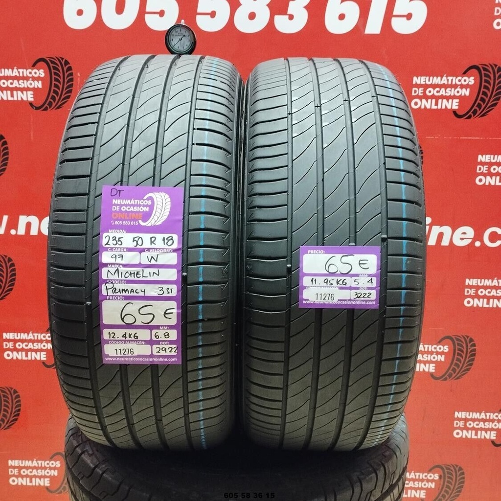 2x 235 50 R18 97W MICHELIN PRIMACY 3 ST DT 6.8/5.4mm REF:11276