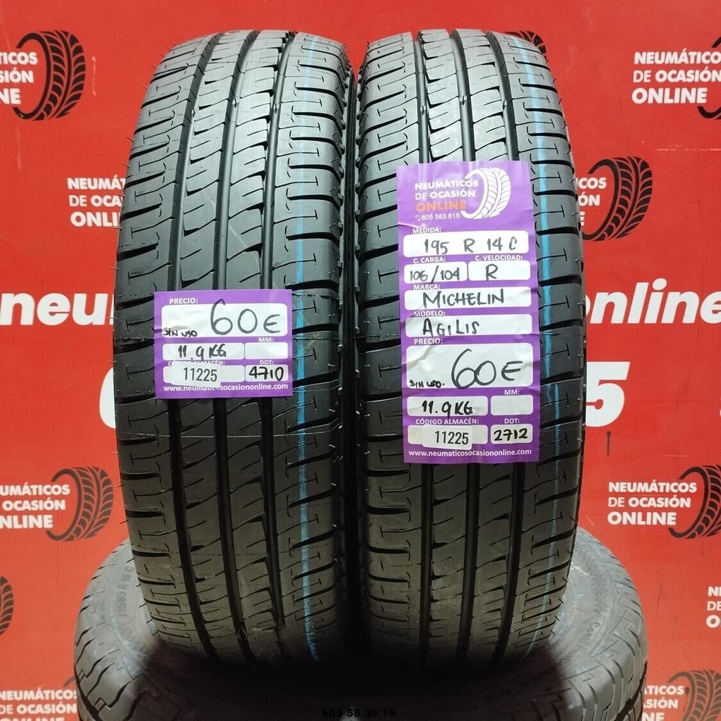 2x 195 R14C 106/104R MICHELIN AGILIS DOT: 4710/2712 (SIN USO) Ref.11225