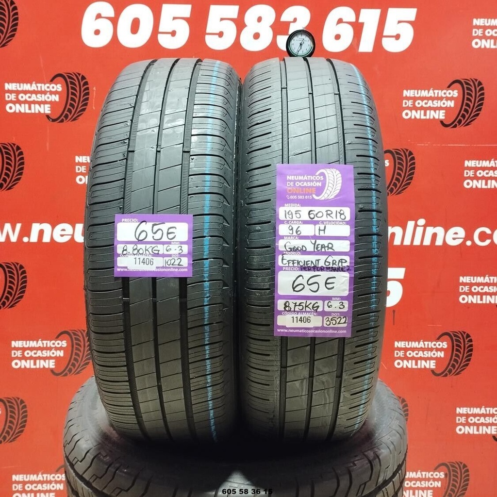 2x 195 60 R18 96H GOODYEAR EFFICIENT GRIP 6.3/6.3mm REF:11406