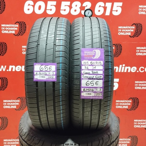 [Ref:11406] 2x 195 60 R18 96H GOODYEAR EFFICIENT GRIP 6.3/6.3mm REF:11406