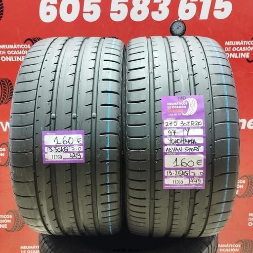 [Ref: 11360] 2x 275 30 ZR20 97Y YOKOHAMA ADVAN SPORT 7.0/7.0mm MO REF:11360