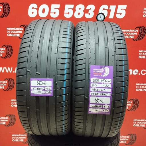 [Ref: 11391] 2x 255 45 R20 105WXL MICHELIN PILOT SPORT EV GOE 4.6/4.7mm REF:11391