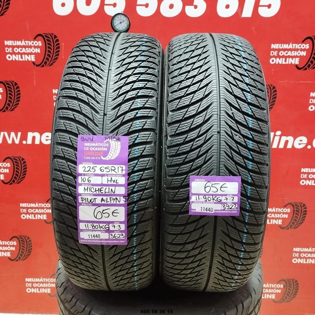 2x 225 65 R17 106HXL MICHELIN PILOT ALPIN5 M+S* SUV 7.3/7.2mm REF:11440