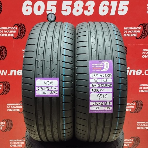 [Ref: 11462] 2x 235 45 R20 96W BRIDGESTONE ALENZA MO 6.0/5.8mm REF:11462