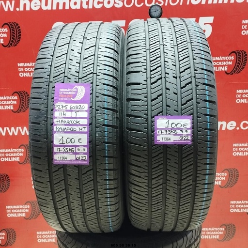 [Ref: 11364] 2x P275 60 R20 114T HANKOOK DYNAPRO HT 6.8/7.7mm REF:11364