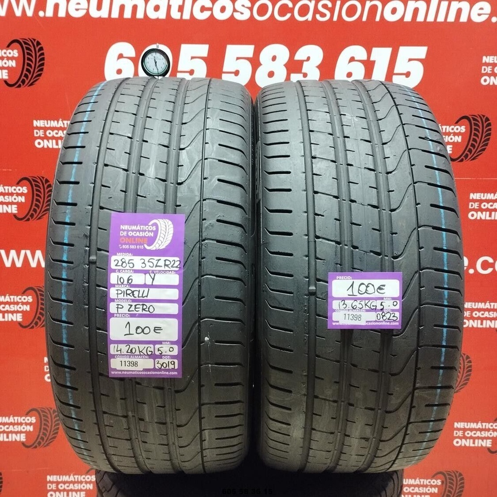 2x 285 35 Z R22 106Y PIRELLI PZERO 5.0/5.0mm REF:11398