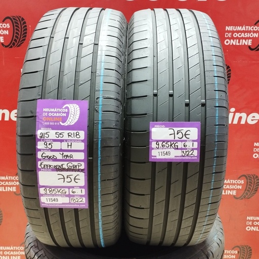 [Ref: 11549] 2x 215 55 R18 95H GOODYEAR EFFICIENT GRIP 6.1/6.1mm REF:11549