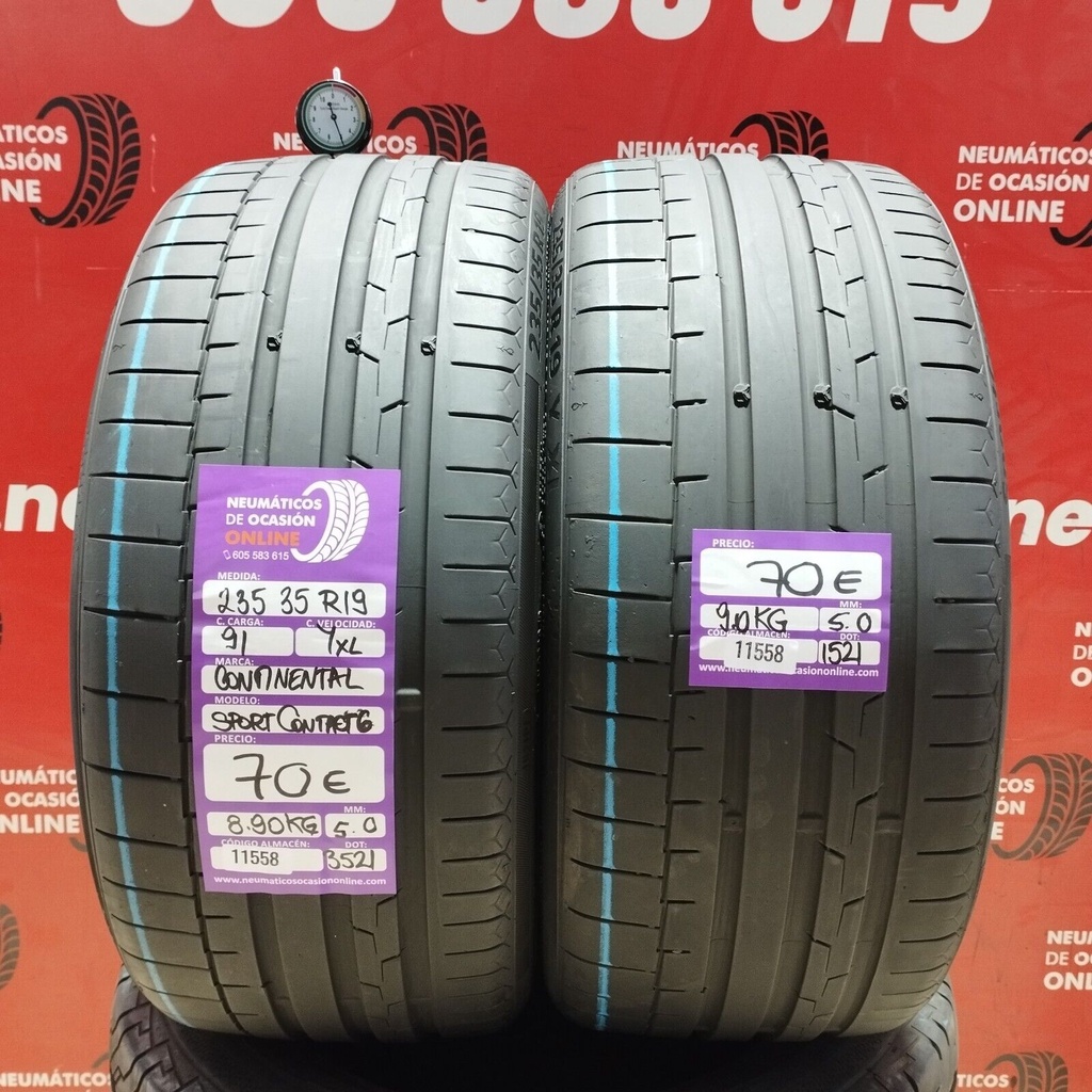 2x 235 35 R19 91YXL CONTINENTAL SPORT CONTACT6 5.0/5.0mm REF:11558