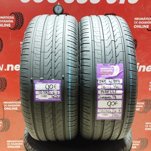 [Ref: 11491] 2x 245 40 R19 98YXL PIRELLI CINTURATO P7 RSC MOE 6.2/5.8mm REF:11491