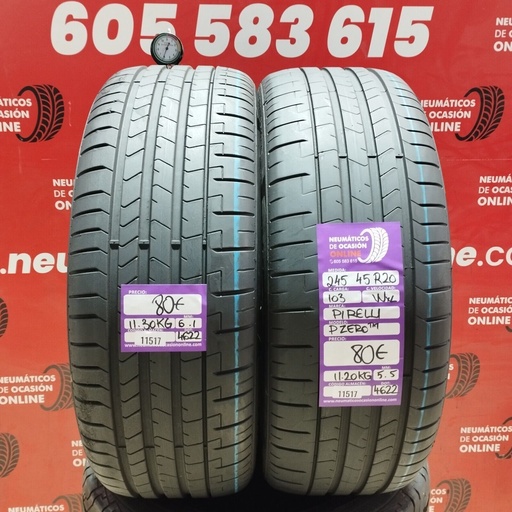 [Ref: 11517] 2x 245 45 R20 103WXL PIRELLI PZERO TM 6.1/5.5mm REF:11517