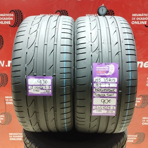 [Ref:11492] 2x 255 35 R19 92Y BRIDGESTONE POTENZA S001 RFT RSC 5.3/5.3mm REF:11492