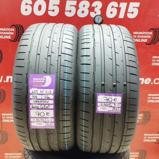 [Ref: 11561] 2x 255 45 R19 104WXL HANKOOK VENTUS S1 EVO3 5.2/6.0mm REF:11561