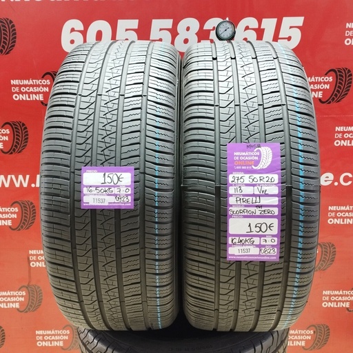 [Ref:11537] 2x 275 50 R20 113VXL PIRELLI SCORPION ZERO M+S* 7.0/7.0mm REF:11537