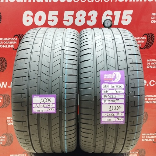 [Ref: 11518] 2x 285 40 R20 108YXL PIRELLI PZERO TM 5.6/5.6mm REF:11518