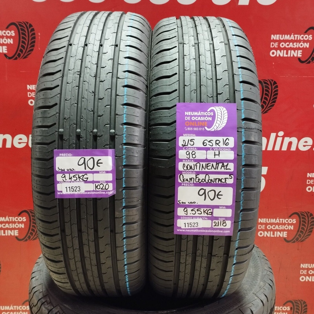 2x 215 65 R16 98H CONTINENTAL CONTIECO DOT: 1020/2118 (SIN USO) Ref.11523