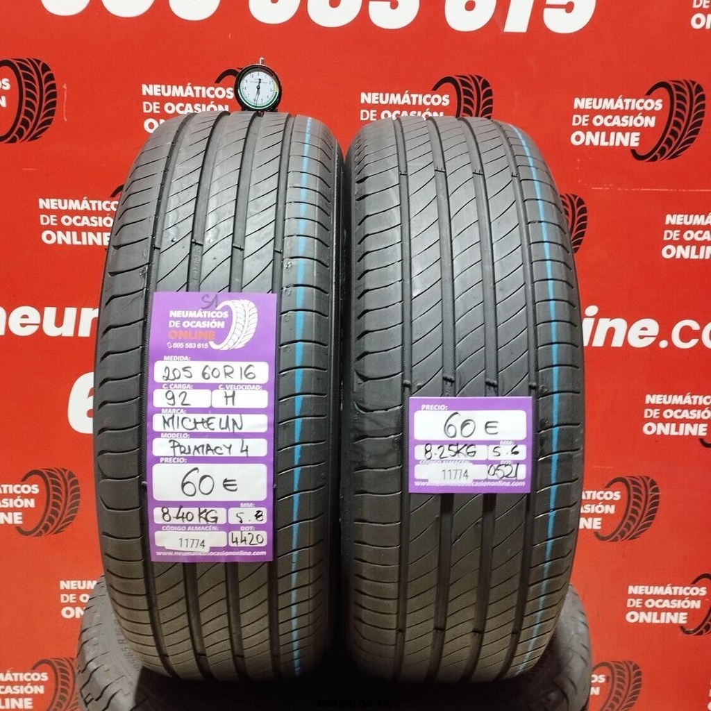 2x 205 60 R16 92H MICHELIN PRIMACY4 S1 5.8/5.6mm Ref.11774