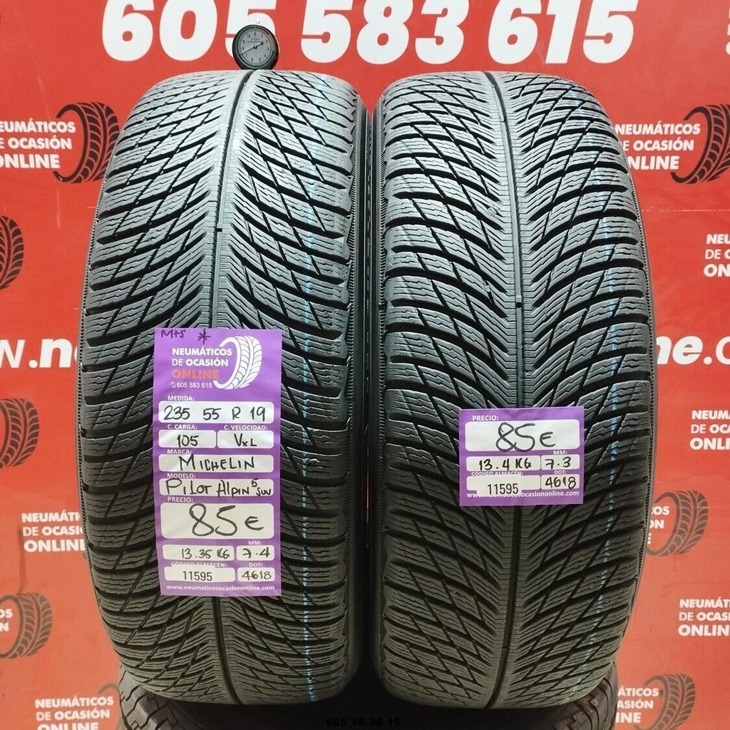 2x 235 55 R19 105VXL MICHELIN PILOT ALPIN5 M+S* 7.4/7.3mm REF:11595