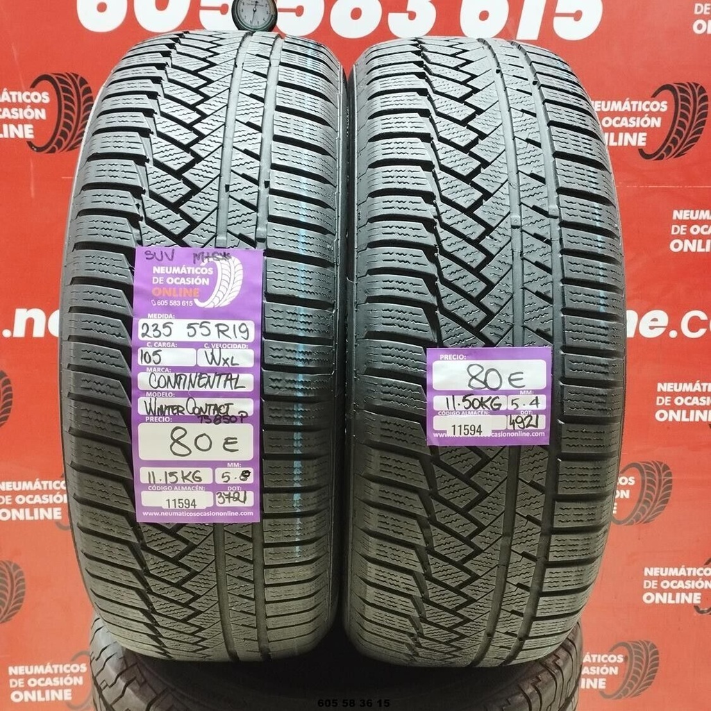 2x 235 55 R19 105WXL CONTINENTAL WINTER CONTACT SUV M+S* 5.8/5.4mm REF: 11594