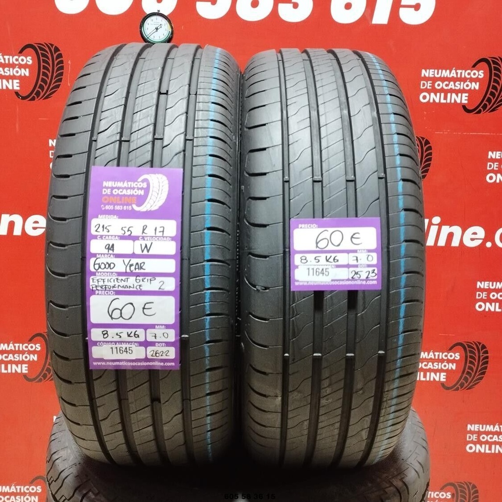 2x 215 55 R17 94W GOODYEAR EFFICIENT GRIP PERFORMANCE2 7.0/7.0mm REF:11645