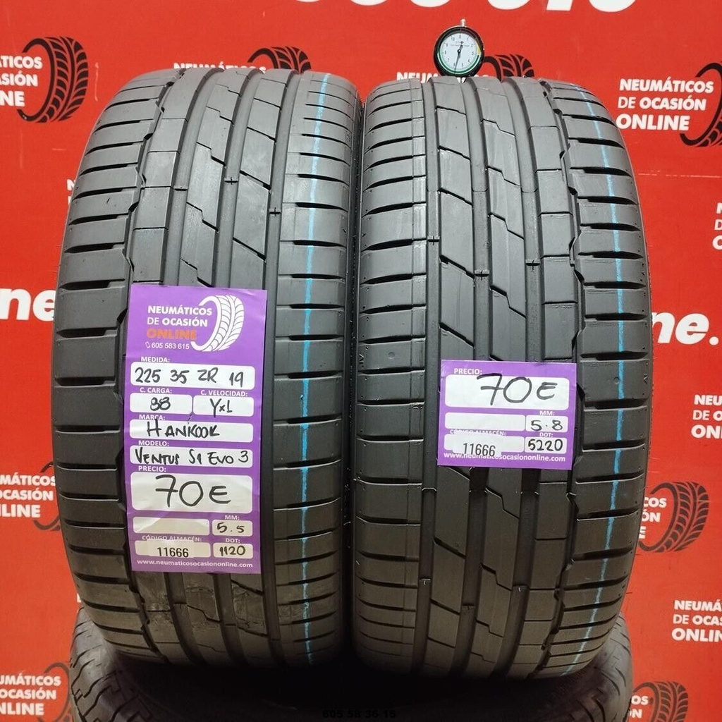 2x 225 35 ZR19 88YXL HANKOOK VENTUS S1 EVO3 5.5/5.8mm REF:11666